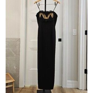 Vtg Gazzelle Ciampi Formal Dress Womens 10 Maxi Black Whimsigoth  y2k Coquette